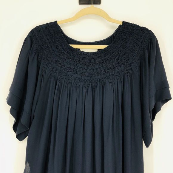 3.1 PHILLIP LIM Navy Blue Silk Short Sleeve Mini Dress US8 Medium - Picture 7 of 9